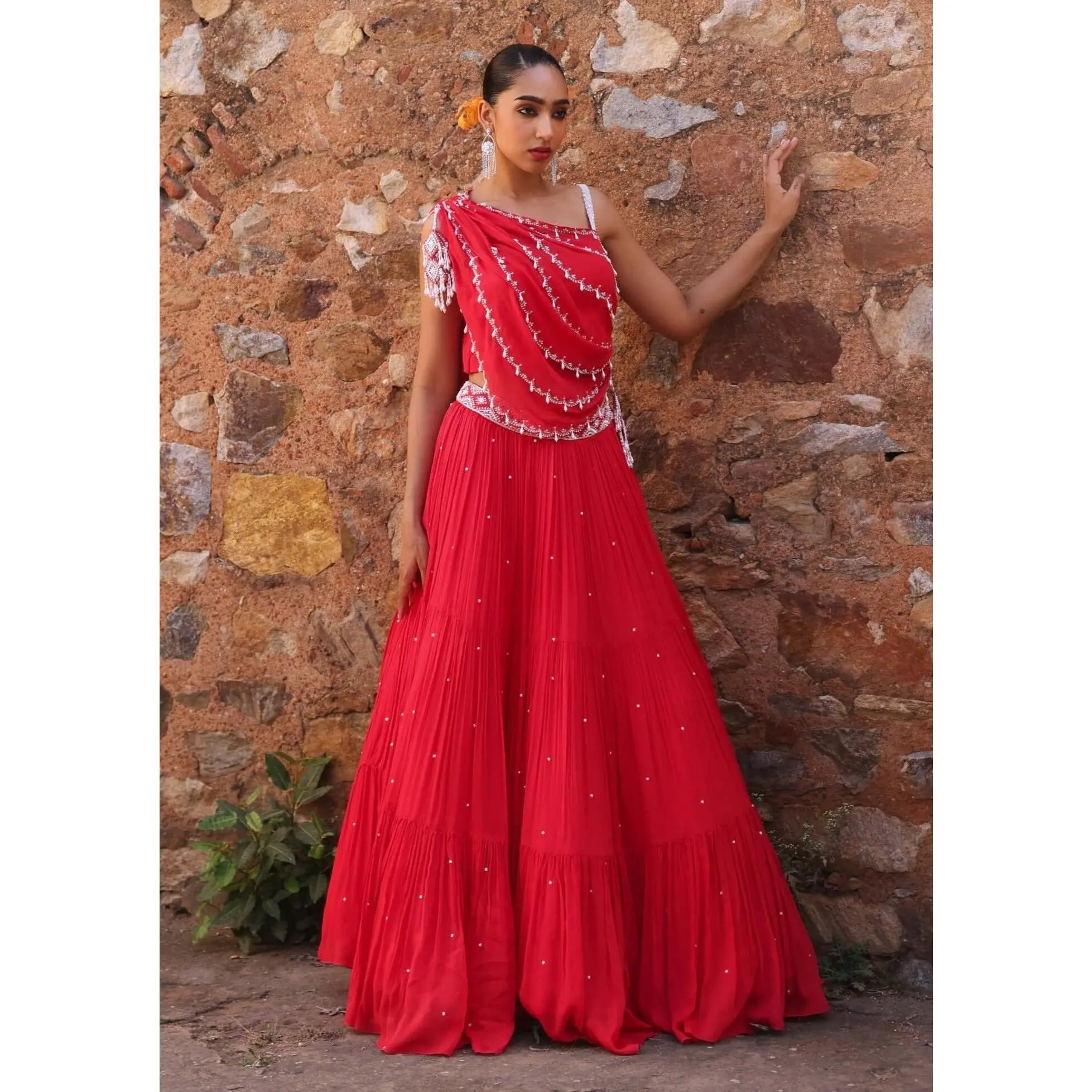 Disha coral pink skirt and choli