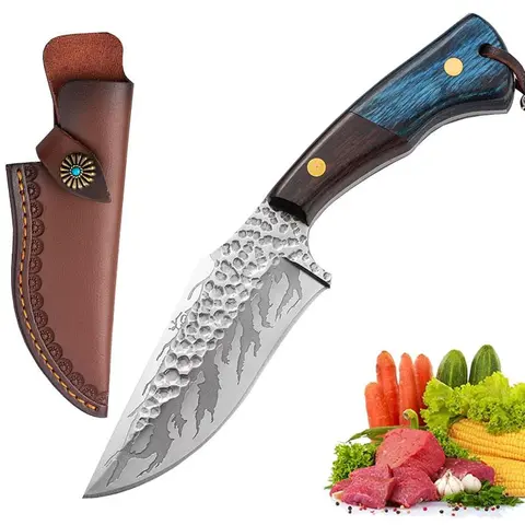 Stainless Steel Knife with Storage Bag, Outdoor Cutlery, Durable Steel Blade, Multifunctional Cutting Tool for Home Cooking and Outdoor Camping Barbecue Use