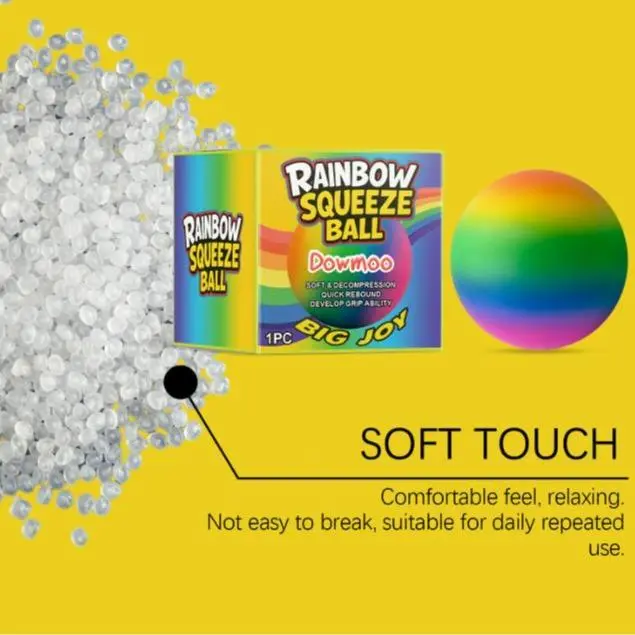 Homonth Rainbow Squeeze Ball Stress Relief Fidget Toy, Soft Squishy Sensory Ball for Anxiety Relief and Relaxation. Hand Therapy Toy for Kids, Teens & Adults, Perfect for Office Desk, Home, School, Stress Reduction and Everyday Play. 1-Pack