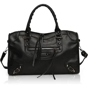 Women's one-piece handbag with rivets Hobo shoulder bag, fashionable gothic style belt grid nylon backpack that can be seen everywhere in Boston