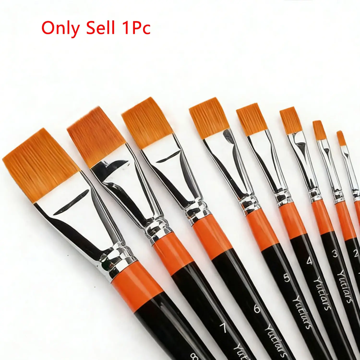 Flat Nylon Hair Paintbrushes, Durable Art Tools for Watercolor Acrylic Oil Gouache, Ideal for Painting Lovers & Beginners