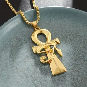 Creative Ankh Cross Pendant Eye Of Horus Necklace For Men And Women Ancient Egyptian Lucky Amulet Punk Jewelry Gift