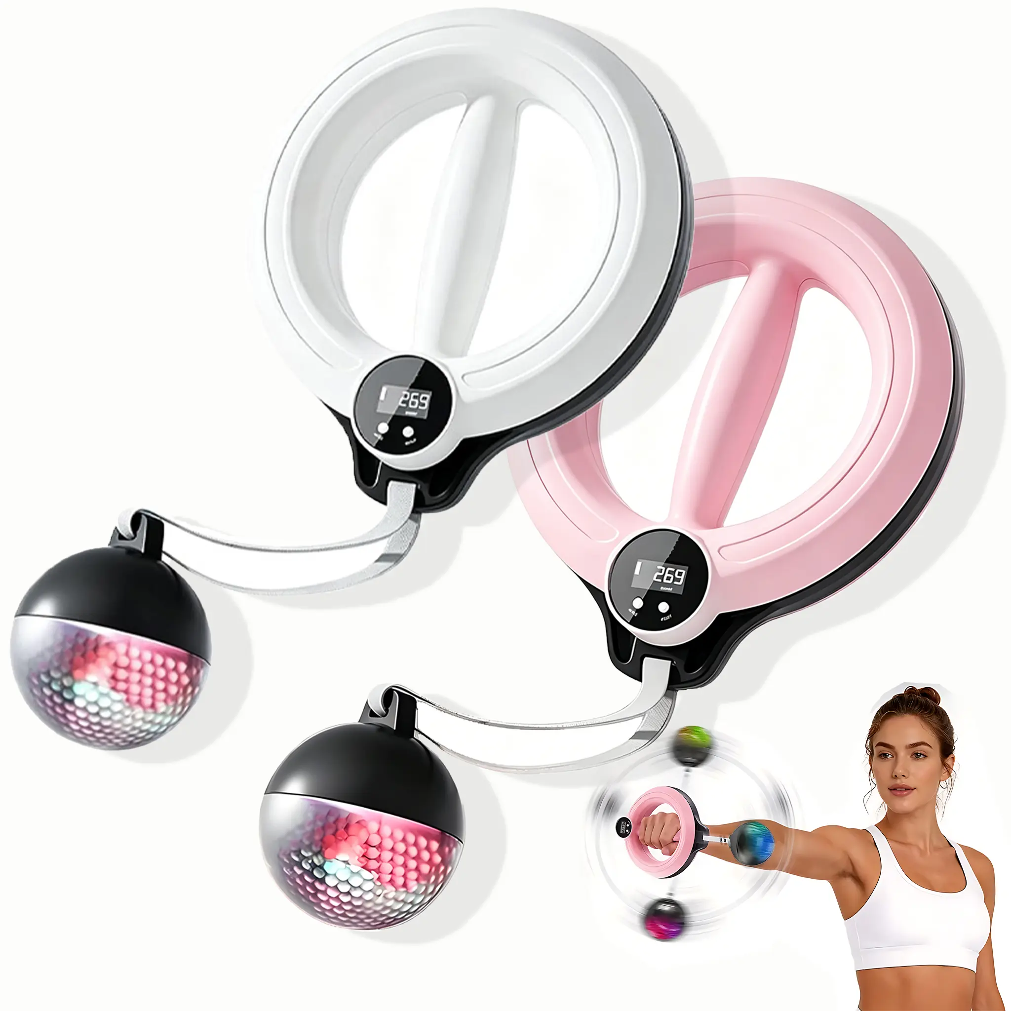 3-in-1 Weighted Cordless Battle Ropes with 360° Rotating Wrist Trainer - Quiet, Portable Home Exercise Equipment for Full-Body, Arm Strength Training (Home Supplies, Party Gift Option)