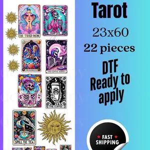Tarot Gang Sheet - 22 Pieces, 23x60, Unique Designs , Ready to Heat Press, Fast Shipping
