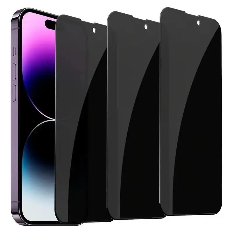Anti-Spy Privacy iPhone 16/15 Pro Max Plus Screen Protector Tempered Glass Film Dust-Free Bubble-Free Blue Light Scratch Resistant Full-Coverage Protective with Dust-Free Chamber for Smartphone