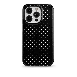 Black Polka Dot Phone Case Aesthetic Dots for iPhone 17 16 Pro Max 15 14 13 12 11 Shockproof Design TPU Cover