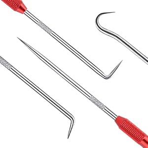 2PCS Carbon-Steel Hook Tool and Pick Set, Precision Straight 90° Tip 45° Tip Full Hook Scriber Fittings, Universal O Ring Pick Set and Hook Tool Car Accessories Fit for Most Cars