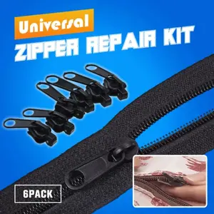 6 pieces/set of black or brown Instant Zipper universal Instant Fix Zipper repair kit replacement Zip Slider new sewing zipper Durable Metal Zippers