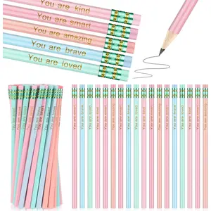 120 count Inspirational Pastel Pencils Bulk with Eraser Motivational Pens  for  Students HB  Unsharpened Inspirational Quote Pencils for Class School  to School Party Favor