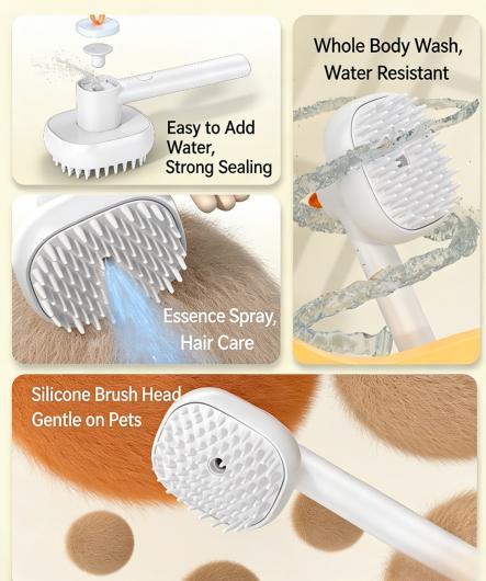 Pet Dogs and Cats  Pet Soft Bristle Massage Spray Comb Fur Care Silicone Pet Spray Comb Pet Grooming Cleaning Supplies Hassle-free Household Cleaning Pet Deshedding Brush  Remove Loose Undercoat Fur Flying Fur cat stuff for indoor dogaccessories pet stuff