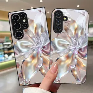 Milk Tea Color Pattern - Floral Print - Phone Case with Lens Protection - Suitable for Samsung Galaxy S26 S25 S24 S23 S22Pro S21 S20 Fe Plus Ultra Pro A56 A55 A54 A53 A52 A51 A36 A35 A34 A32 A26 A25 A24 A23 A16 A15 A14 A06 A05 A03s- Anti-Drop
