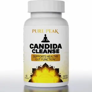 Pure Peak Natural Candida Cleanse Healthcare Supplement - 60 Vegan Capsules with Probiotic, Antifungal Formula for Gut, Digestive Health Support