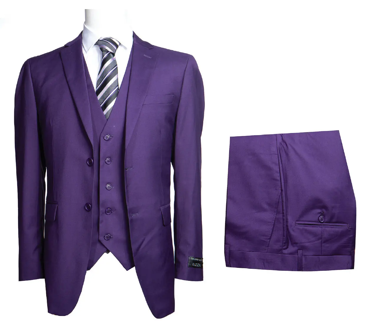 Rich royal purple three-piece suit