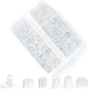 Easter Gift  Silicone Earring Backs for Studs, 550 Pcs 6 Styles Clear Soft Earring Backings Hypoallergenic Rubber Plastic Earring Backs Clutch Stoppers Replacement Kits for Fish Hook Earring Studs Hoops