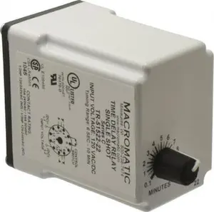 Macromatic 11 Pin, 10 min Delay, Multiple Range DPDT Time Delay Relay 10 Contact Amp, 120 VAC/VDC, Knob TR-51522-22