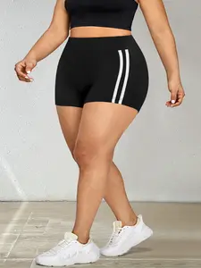 Summer Women's Striped High Waist Elegant Fashion Athletic Wear Shorts, Lightweight Breathable Comfort, Casual Fitted Short Pants with Pockets