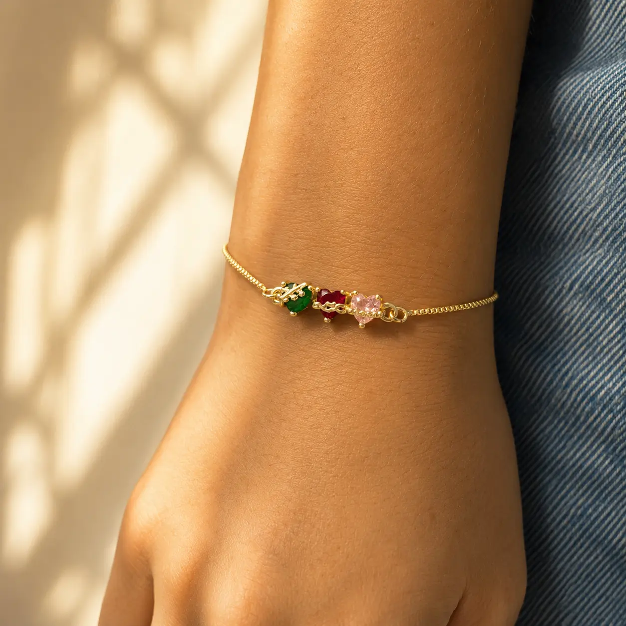 18K Gold Plated Three Sacred Hearts Bolo Bracelet Catholic Protection Jewelry Holy Family Jesus Mary Joseph Charm Bracelet Religious Gift for Her