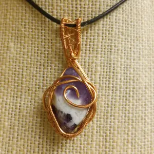 Chevron Dream Amethyst Copper Pendant - Fashion Accessory