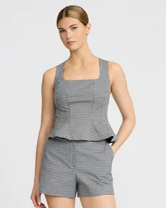 Express Editor Gingham Stretch Cotton High Waisted Tailored Shorts