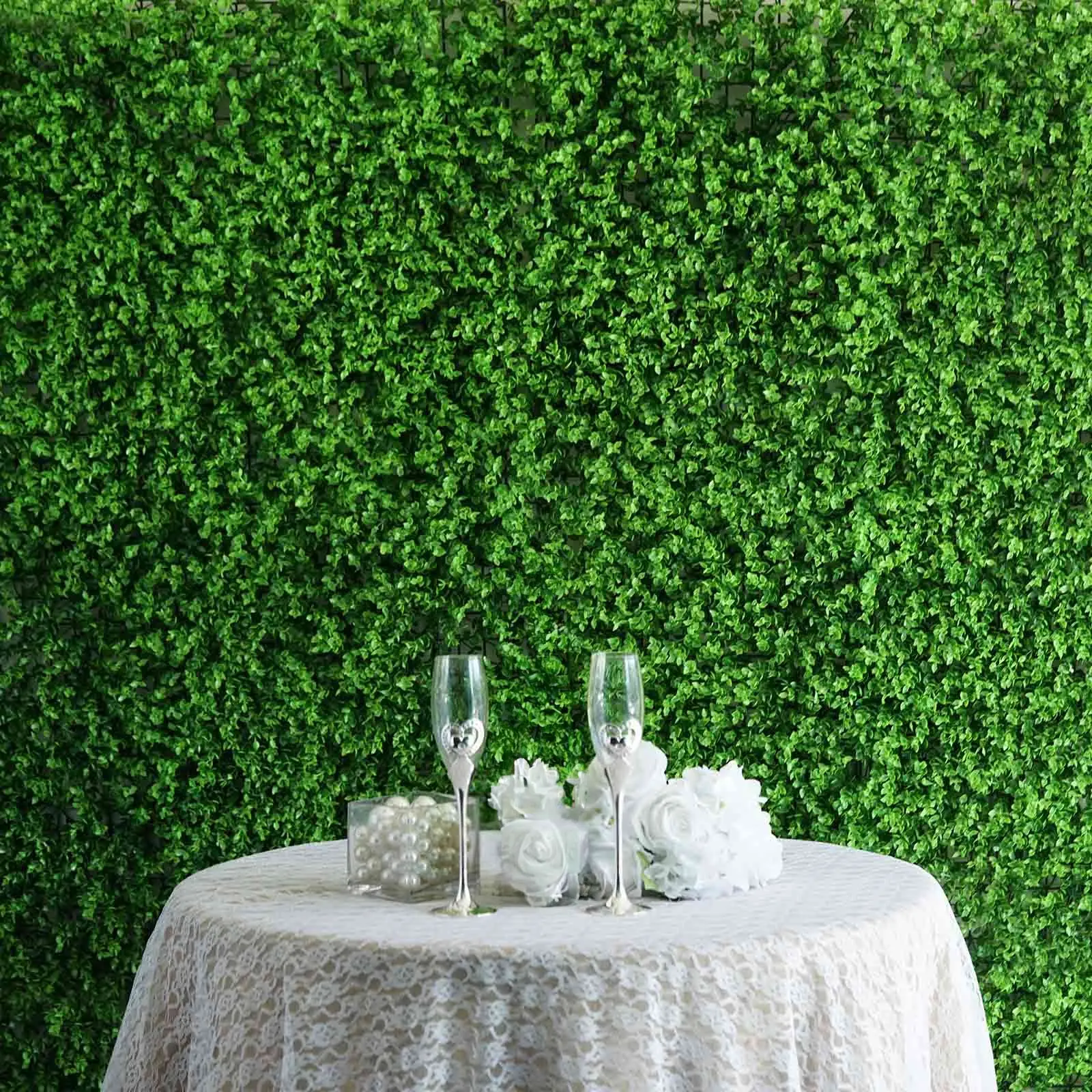 Artificial Green Boxwood Hedge Panels (4-Pack, 11 Sq Ft) - Trimming and Watering Free, Easy to Cut, Simple to Install Greenery Wall Backdrop Mat, Home Improvement Garden Accents, Fence Accents, Wall Coverings, Artificial Plants Decor