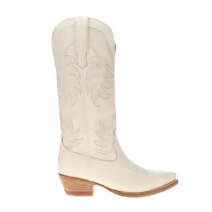 Tecovas Womens The Annie Embroidered Snip Toe  Casual Boots Knee High Low Heel 1-2" - Off White