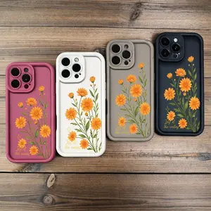 Orange Marigold Flower for Phone Case,phone Case Suitable for Iphone 11/12/13/14/15/16/17 Pro Promax Plus Air,Made From Soft TPU Shock-resistant Silicone Material, This Stylish Street-style Gift Is Perfect for Any Occasion.