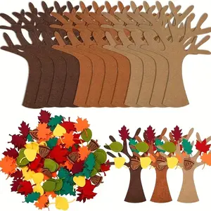 96pcs Fall Felt Tree Craft Kit – DIY Autumn Maple Leaf Tree Decoration | Thanksgiving & Halloween Classroom Crafts, Home & Door Hanging Décor | Kid-Friendly DIY Kit, Teacher Fall Activity, Cozy Home Aesthetic