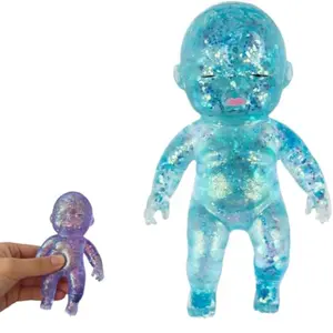Glitter Baby Squishy, Slow Rising Malt Sugar Squeeze Fidget Toy, Soft Sparkly Sensory Stress Relief Doll for Anxiety Relief, Portable Desk Decor Holiday Gift for Kids & Adults