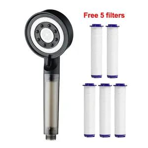 5 Modes Shower Head with 5pcs Filter, Filtered Shower, Water Saving Shower Head, Pressure Shower Head, Household Shower Equipment for Home Bathroom, Pressure Showerhead