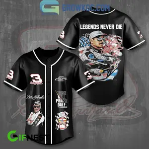 Dale Earnhardt NASCAR Legends Never Die Personalized Baseball Jersey