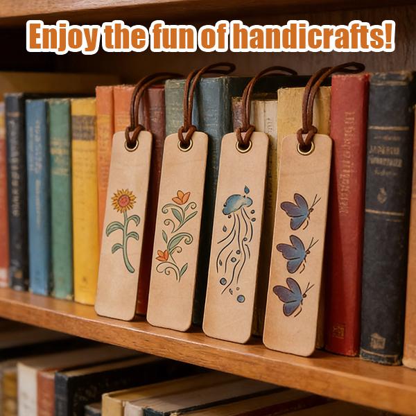 Handmade Leather Bookmark Craft Kit: A professional engraving and dyeing kit designed specifically for beginners, this creative DIY craft project makes the perfect gift for book lovers and craft enthusiasts.