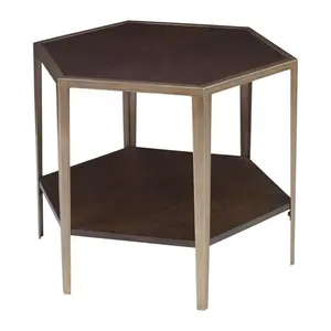 Alicia Geometric Hexagonal Center Table with Inlay Accent Table