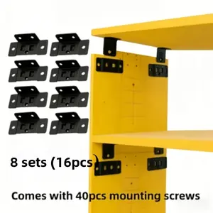 8 sets of (16pcs)+40pcs mounting screws, two-in-one metal fixing buckle inserts, L-shaped 90-degree connectors for furniture laminates, and home improvement hardware for thickened brackets, which are easy to install without complicated tools.
