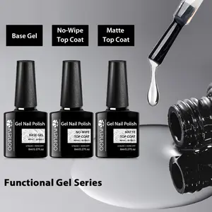 MSRUIOO 8ml Long Lasting Function Gel Nail Polish, Base Gel, No-Wipe Top Coat, Matte Nails Top Coat, Glossy Finish with Odorless Formula, Easy Soak Application for Nail Art Lovers, Perfect Gift for Nail Enthusiasts, Manicure, Extension Gel Kit