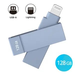 iXflash 128GB Lightning & USB A 3.2 Photo Stick Flash Drive for iPhone, iPad, Mac, & PC - Blue
