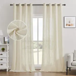Linen Window Curtain, Modern Sheer Drapes for Bedroom and Living Room, Elegant Home Decoration to Brighten Your Space