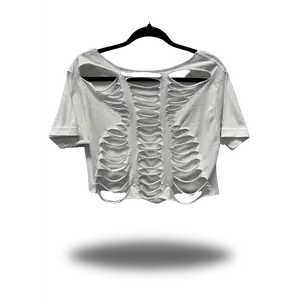 ROAD RASH V CUT WHITE CROP TOP