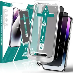 2 Pack  Screen Protector for  14 Pro Max, [Auto-Alignment Kit] 6.7 Inch Tempered Full Screen Glass, Auto Dust-Elimination Installation, Anti-Spy, Bubble Free, Case Friendly