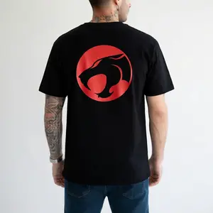 Vintage Retro Cat Thunder Style Graphic Tee 80s Inspired Streetwear Shirt Minimal Red Cat Logo Tshirt Oversized Harajuku Fashion Tee Casual Retro Aesthetic Cotton Shirt Relaxed Unisex Streetwear Top S-4XL