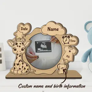 Giraffe Theme Photo Frame Set, Features Giraffe Pattern, Ideal for Ultrasound Photos, Perfect for Pregnancy Memories, Home Decor Choice