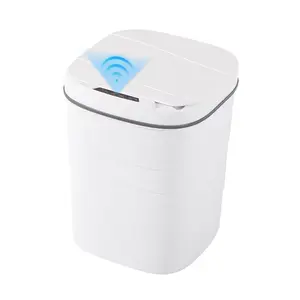 Touchless Smart Trash Can,14L Motion Sensor Automatic Bin,Battery Operated Waterproof Odor Control Slim White Waste Container For Bathroom Kitchen Bedroom Office