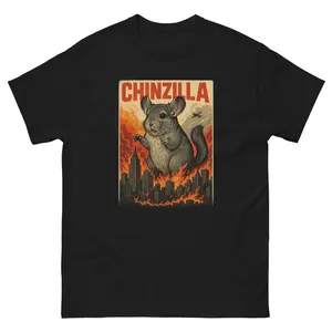 Chinzilla T-Shirt, Funny Chinchilla Kaiju Godzilla Parody Tee, Giant Chinchilla Graphic Shirt