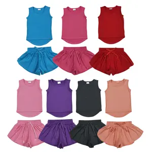 GSSO2505 Girls' 2-Piece Breathable Cloth Athletic Set - Sleeveless Shirt, Athletic Shorts, Fitted Cut, Ultra-Lightweight Summer Playwear (Multi-Size)