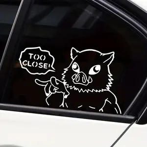 1PC Light Trendy Anime Reminder Sticker, Car Decorative Sticker | For Car Rearview Mirrors, Car Decals, Demon Slayer Anime Stationery Inosuke, Reminder Decor Easily Fill Items with Anime Funny Atmosphere, Daily Use Details Full of Fun Reminder Feeling