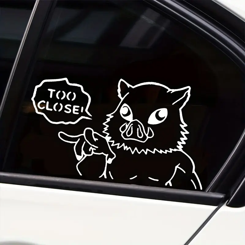 1PC Trendy Anime Reminder Sticker, Car Decorative Sticker, Car Decoration, Sticker For Cars, For Car Rearview Mirrors, Car Decals, Demon Slayer Anime Stationery Inosuke, Reminder Decor Easily Add Anime Fun Atmosphere, Daily Use with Fun Reminder