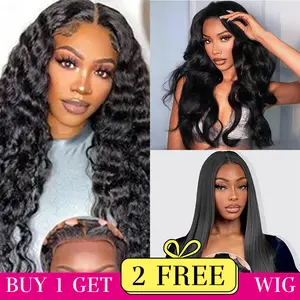 [Combo sale 30"&22"&22"]buy 1 get 3 wig 30 Inch 13x4 Deep wave Hair Lace Front Wigs +13x4 22Inch Body wave Human+ 13x4 22 lnch Straight Hair Pre Plucked HD Transparent Lace Frontal Human Hair Wigs 180% Density