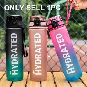 32oz Durable and Leak-Proof Water Bottle, Motivational Water Bottle with Time Markings, Made of Tritan Material, BPA-Free, with Straw and Handle, Wide-Mouth Design, Easy to Clean, Suitable for Gym, Travel, Home, School, and Office