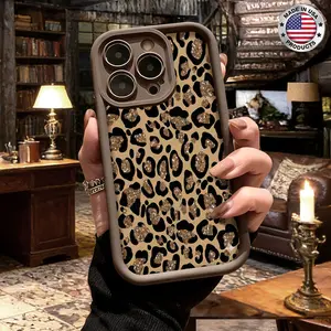 Stylish Leopard Print Pattern Aesthetic Phone Case for iPhone 17 16 15 14 Pro Max 13 12 11 XR XS Plus Air Slim Lightweight Shockproof Anti Drop Protective Durable TPU Cover