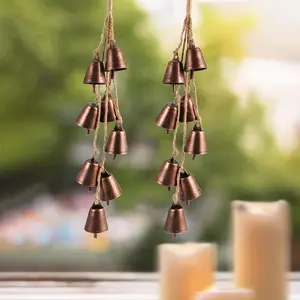 Vintage Country Iron Wind Chimes, Wall Hanging Cords, 8 Bells, Handmade Farmhouse Decorations, Outdoor Holiday Crafts, Weather Resistant