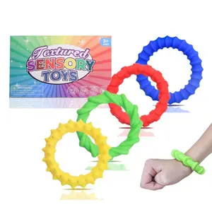 Children Adult Sensory Fidget Toys Silicone Texture Bracelet Stress Relief Toy, Relaxing Hand Ring for Kids & Adults